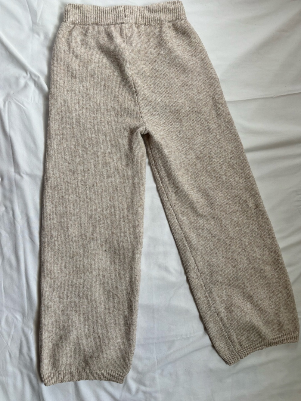 Happily Grey Kids Knit Wide Leg Sweater Pants Neutral Oatmeal Beige Size M 10-12